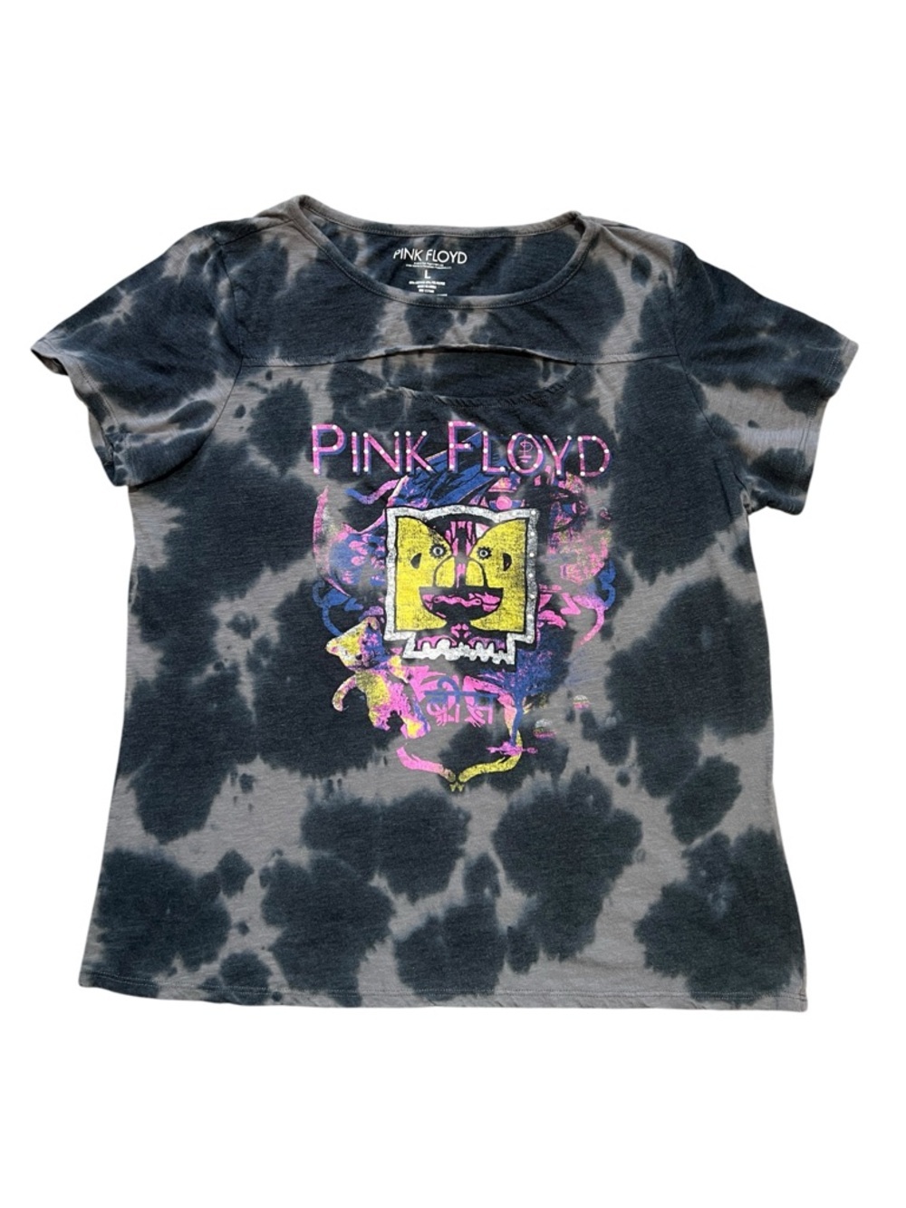 Pink Floyd Tie Dye Cutout Graphic Tee Shirt Perryscope Productions Music Rock L